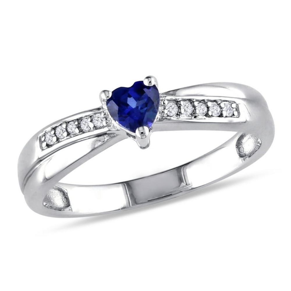 MIABELLA•heart shaped sapphire 925 sterling silver diamond promise ring …